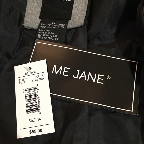 Girls “Me Jane” Grey Pea Coat. Size 14. NWT - Picture 7 of 7